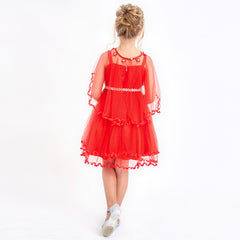 Flower Girls Dress Pearl Belt Red Wedding Party Crown Magic Wand Size 3-14 Years