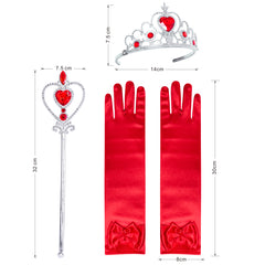 Flower Girls Dress Pearl Belt Red Wedding Party Crown Magic Wand Size 3-14 Years