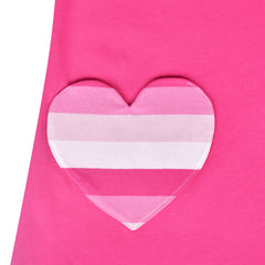 Girls Casual Dress Pink Cotton Short Sleeve Heart Pocket Size 3-8 Years