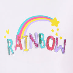 Girls Long Sleeve T-shirt Top Rainbow Sequins Letter Star Size 4-10 Years