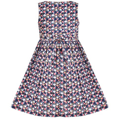 Girls Dress Vintage Floral Lace O Neck Sleeveless Bow Size 4-14 Years