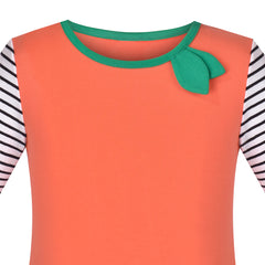 Girls T-shirt Dress Halloween Pumpkin Big Pocket Long Sleeve Size 4-8 Years