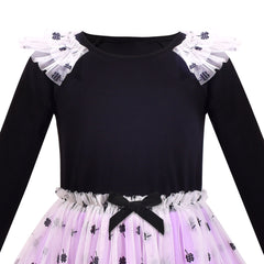 Girls Dress Long Sleeve Cotton Top Luck Clover Leaf Tulle Skirt Size 4-8 Years