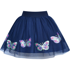 Girls Skirt White T-shirt Tutu Sequin Butterfly 2 Piece Short Sleeve Size 4-10 Years