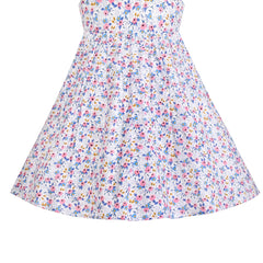 Girls Dress O-neck Backless Smocked Embroidery Ruffle Vintage Sleeveless Size 2-12 Years