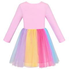Girls Dress Shiny Rainbow Sea Turtle Tulle Skirt Long Sleeve Size 3-7 Years