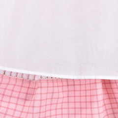 Girls Dress Backless Sweet Pink Plaid Rural Ruffle Lace Sleeveless Size 3-7 Years