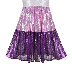 Girls Dress Shiny Glitter Sequin Color Block Sleeveless Size 4-10 Years