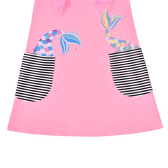 Girls Dress Pink T-shirt Pocket Mermaid Scale Ruffle Tulle Flutter Sleeve Size 4-8 Years