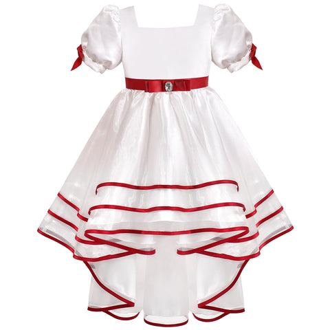 Girls Dress Halloween Square Collar Layer Skirt Puff Short Sleeve Size 4-14 Years