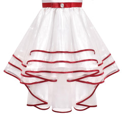 Girls Dress Halloween Square Collar Layer Skirt Puff Short Sleeve Size 4-14 Years