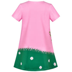 Girls Dress Tee Shirt Forest Tree House Applique Squirrel Short Sleeve Size 3-10 Years