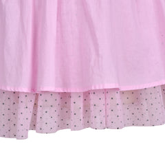Girls Dress Pink Polka Dot Lace Ruffle Velvet Hi-lo Skirt Bubble Long Sleeve Size 5-10 Years