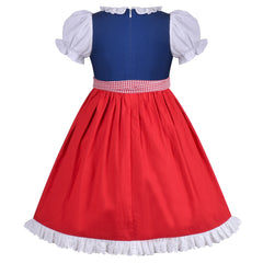 Girls Dress Maid Lace Apron German Dirndl Bavarian Oktoberfest Size 4-8 Years