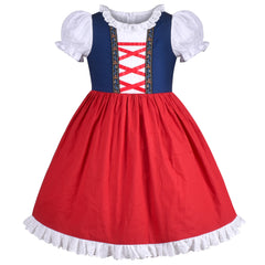 Girls Dress Maid Lace Apron German Dirndl Bavarian Oktoberfest Size 4-8 Years