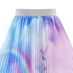 Girls Skirt Pleated Multicolor Gradient Rainbow Unicorn Size 6-12 Years