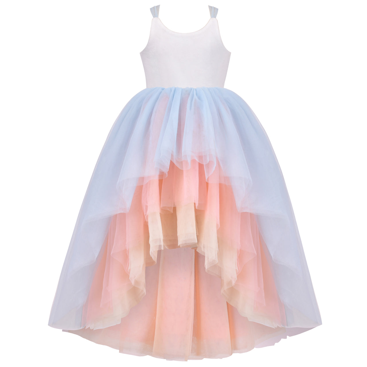 Girls Dress Multicolor Layered Pleated Tulle Dance Wedding Pageant Party –  Sunny Fashion