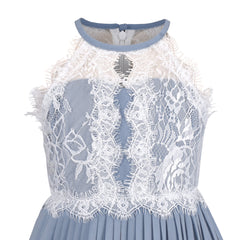 Girls Dress Haze Halter Princess Pleated Formal Party Wedding Size 6-12 Years