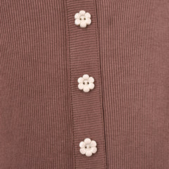 Girls T-shirt Crop Top Lettuce Trim Ribbed Knit Button Casual Size 4-10 Years