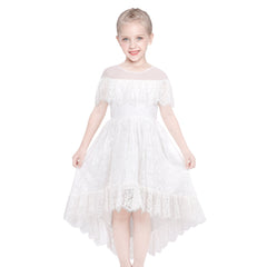 Girls Dress Lace Floral Hi-low Off Shoulder Pageant Bridesmaid Size 4-12 Years