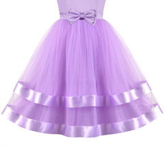 Girls Dress Sleeveless Purple Princess Prom Gown Wedding Party Bridesmaid Size 6-12 Years