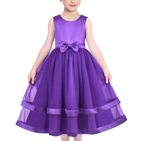 Flower Girls Dress Violet Purple Princess Wedding Vintage Formal Size 6-12 Years