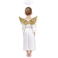 Girls Dress 4 Pieces Angel Headband Wing Halo Tassel Halloween Party Size 4-12 Years