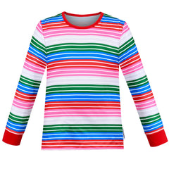 Girls Outfit Set 2 Piece Suspender Denim Button Striped Tee Size 4-12 Years