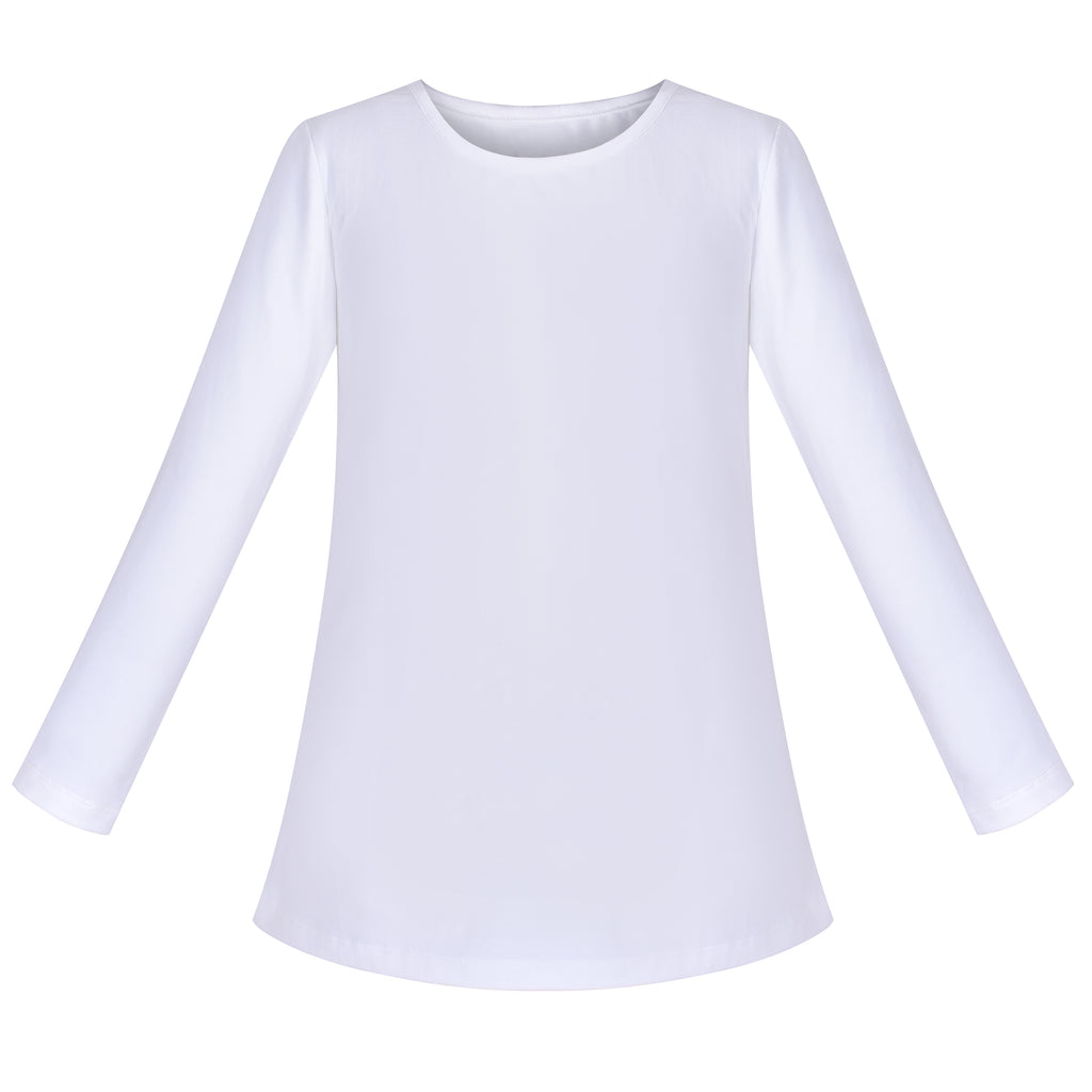 Girls Tee White T-shirt Crew Neck Soft Layering Basic Cotton Casual Size 4-10 Years