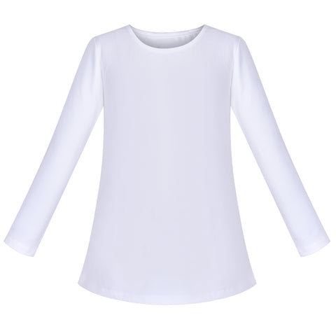 Girls Tee White T-shirt Crew Neck Soft Layering Basic Cotton Casual Size 4-10 Years