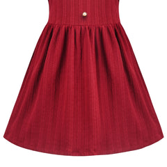 Girls Dress Christmas Stripe Pearl Vintage Party Holiday Long Sleeve Size 6-12 Years