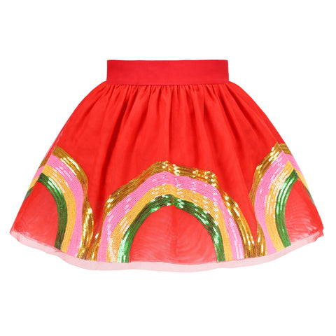 Girls Skirt Red Rainbow Sparkle Sequin Tutu Ballet Dance Christmas Tutu Size 2-10 Years