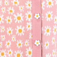 Girls Dress Pink Daisy Flower Open Front Knit Sweater Cardigan Size 4-10 Years
