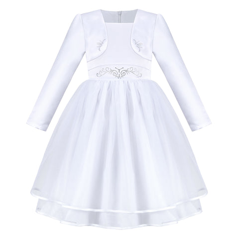Flower Girls Dress White Layered Tulle Party Pageant Wedding Princess Size 6-12 Years