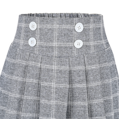 Girls Skirt Gray Grid Check Plaid Pleated School Tennis Casual Size 6-14 Years