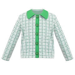 Girls Outfit Set 2 Piece Plaid Knit Cardigan Pleated Skirt Size 6-10 Years