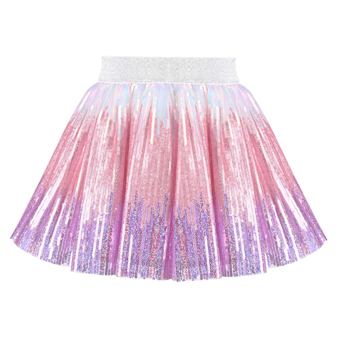 Girls Skirt Purple Gradient Elastic Sequin Tutu Ballet Size 2-8 Years