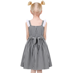 Girls Dress Black White Checkered Ruffle Tank Sundress Retro School Size 4-8 Years