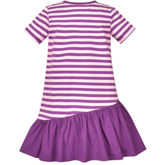 Girls Dress 2 Piece Egg Hunting Bag Purple Easter Bunny Striped Size 3-7 Years