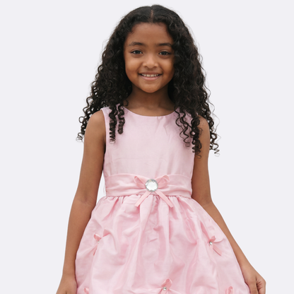 Sunny Fashion Girls Pink Satin Bow Party Dress