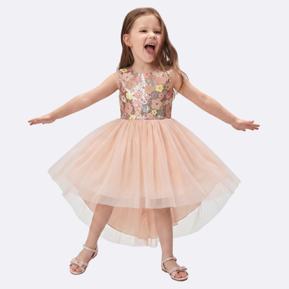 Sunny Fashion Girls Sparkle Floral High-Low Tulle Party Dress