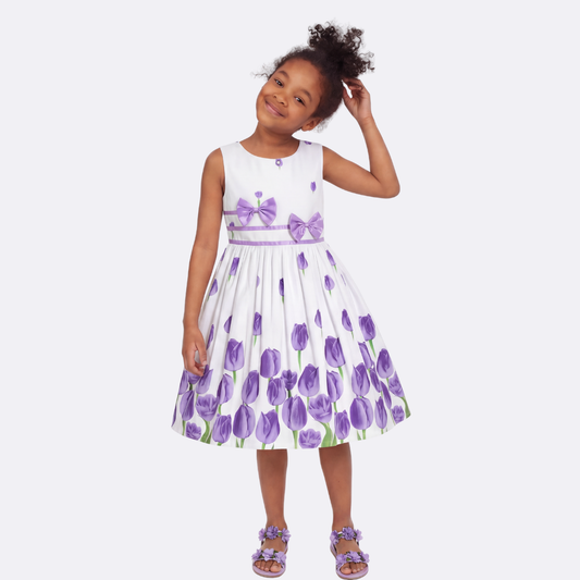 Sunny Fashion Girls Elegant Bow A-Line Dress