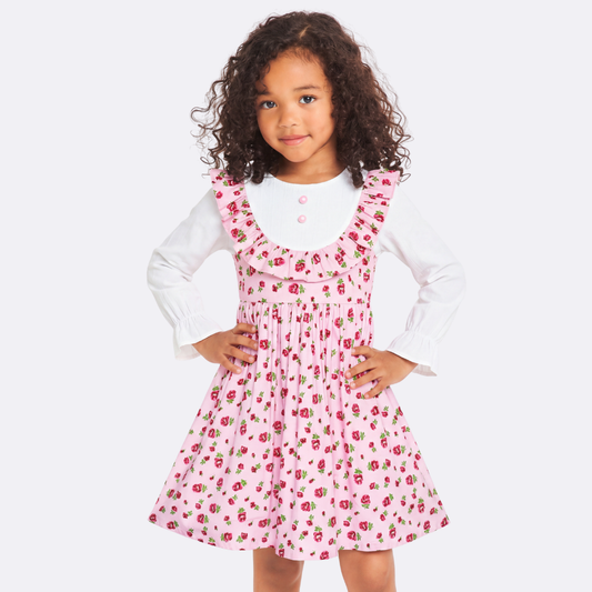 Sunny Fashion Girls Strawberry Ruffle Collar Cotton Dress