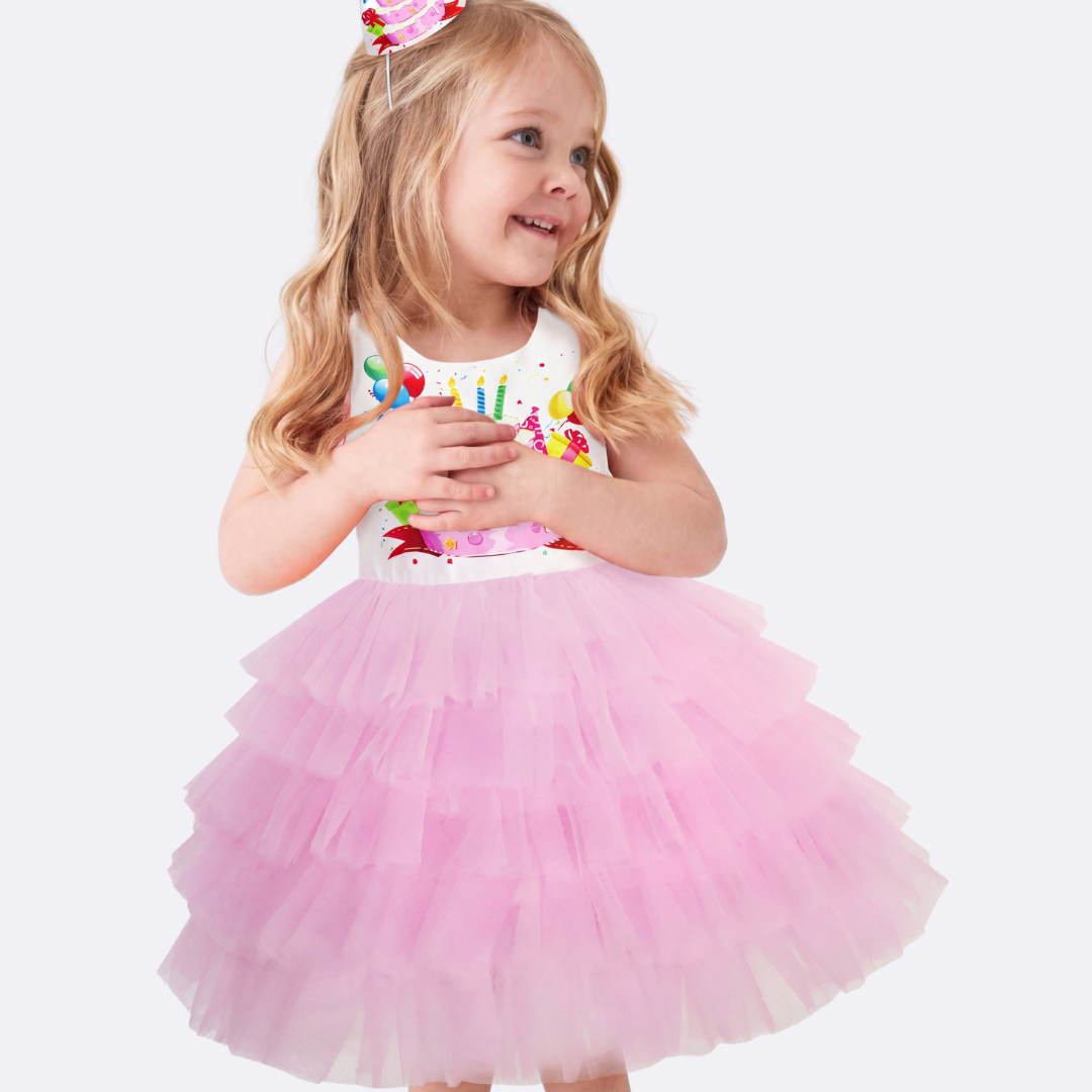 SUNNY FASHION Pink Cake Birthday Princess Dress