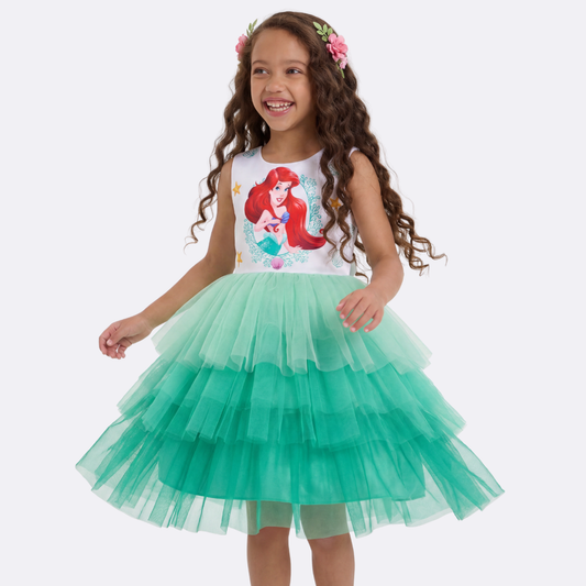 Girls Dress Tutu Skirt Mermaid Gradient Tulle Party Halloween Size 3-8 Years
