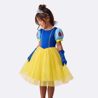Snow White Princess Dress for Girls Yellow Blue Classic Fairy Tale Birthday Party Dress Up Clothes Tulle Ball Gown Dress Set with Accessories