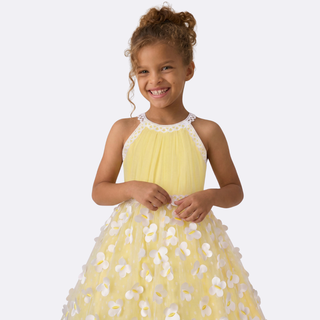 Sunny Fashion Girls Blue Butterfly Halter Tulle Dress
