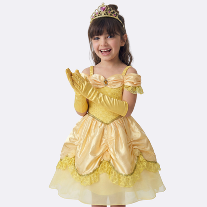 Sunny Fashion Cinderella Princess Yellow Belle Gown Costume Dress with Accessories