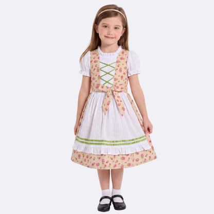 Sunny Fashion Bavarian Oktoberfest Vintage Floral Dirndl Girls Dress with Apron – Bavarian Oktoberfest Style