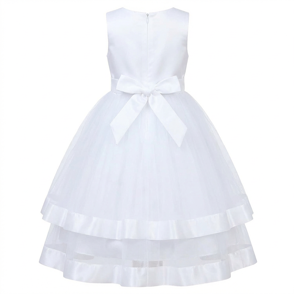 Sunny Fashion Girls Polka Dot Tulle Bow Ruffle Party Dress